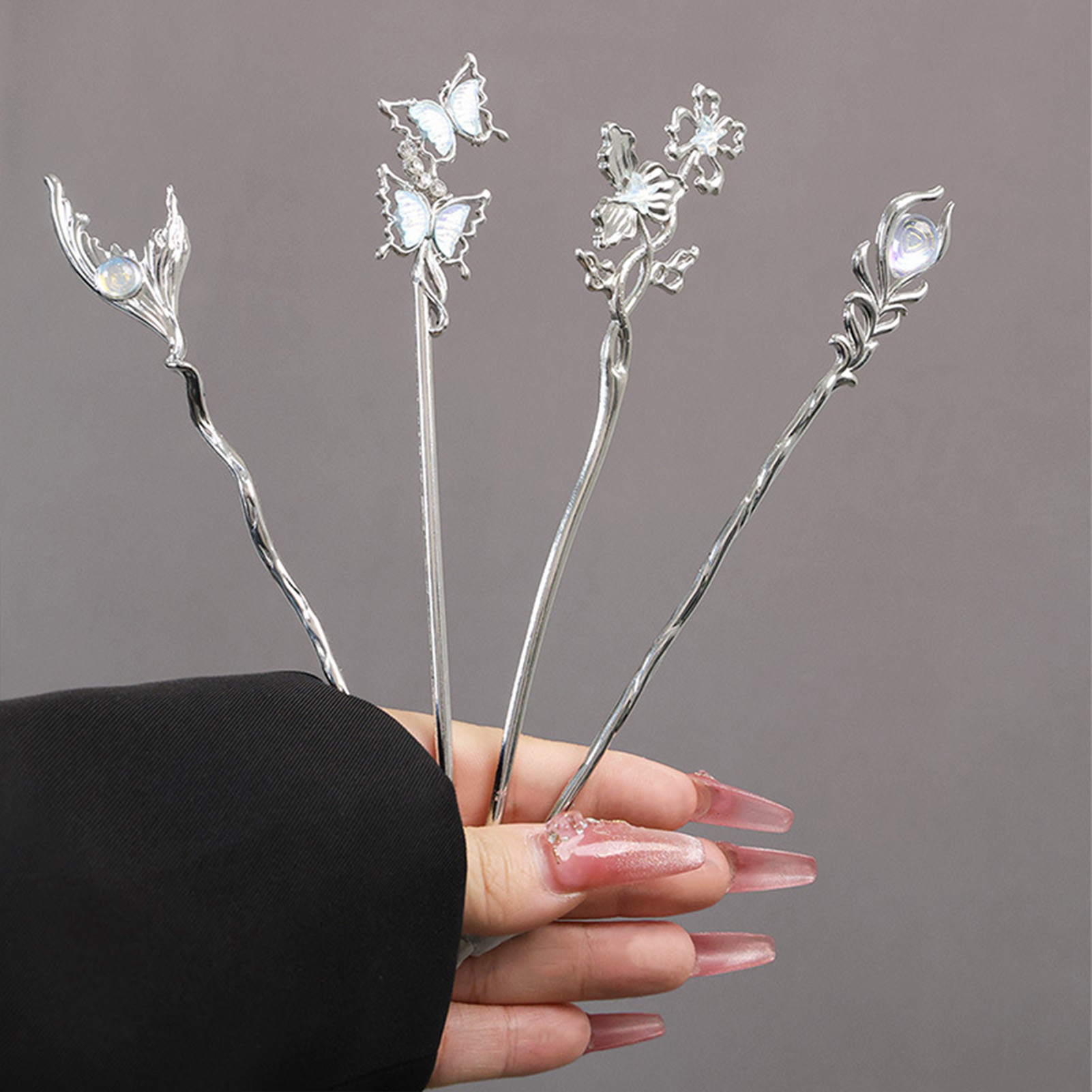 Tech Hair Accessories - Silver Color Alloy Hair Sticks Forks