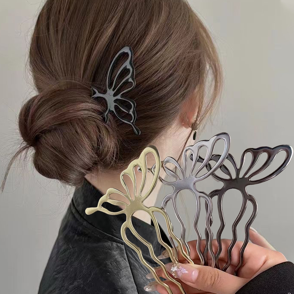 Tech Hair Accessories - Korean Butterfly U Shape Hair Sticks