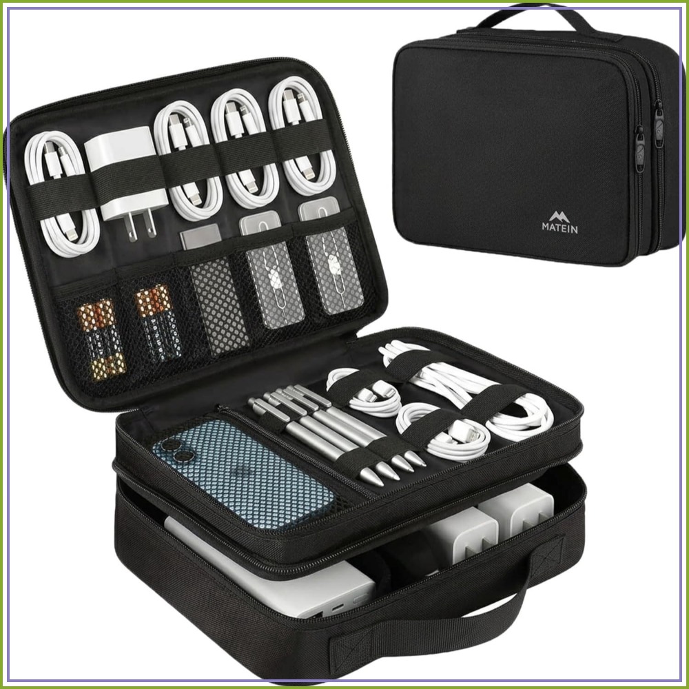Cable Organizer Bag - Electronics Organizer Travel Case, Water Resistant