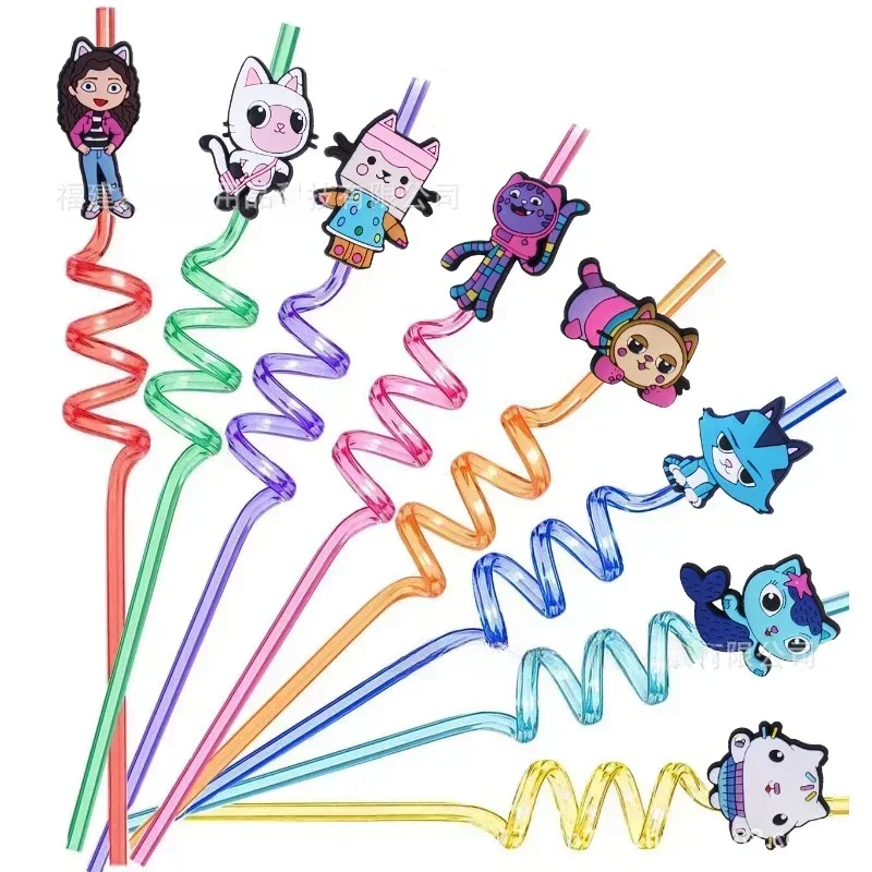 Tech Home Accessories - 8pcs/set Gabby Dollhouse Cats Reusable Straws