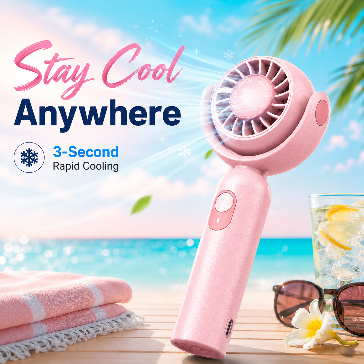 Usb Fan Silent - Portable Handheld Fan, Foldable Turbo Mini