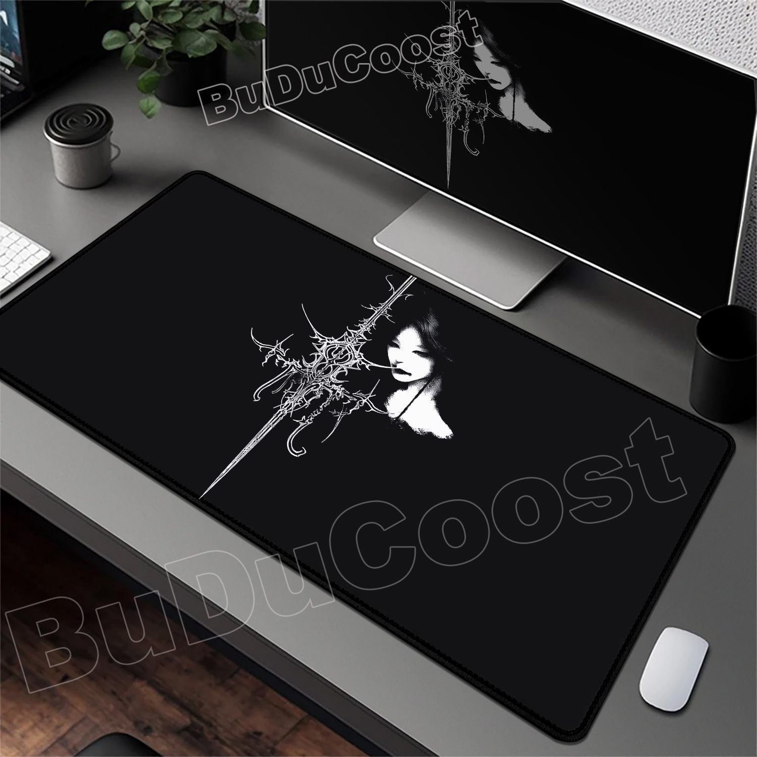Tech Desktop Accessories - Cool Sword-wielding Girl Design Large Size