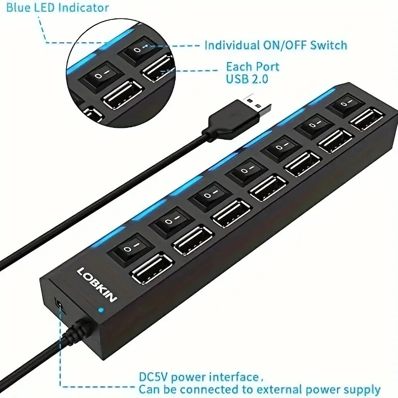 High Speed 4/7 Ports USB HUB 2 - Usb Hub 7 Port บทวิจารณ์และราคา