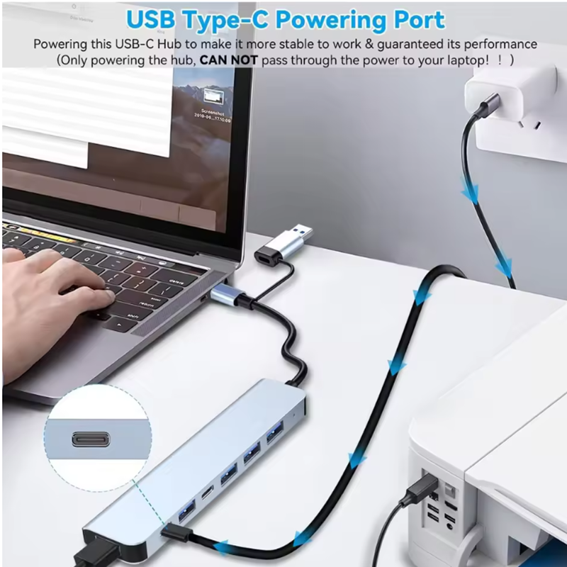 7 Ports USB A C Hub Concentrat - Usb Hub 7 Port บทวิจารณ์และราคา