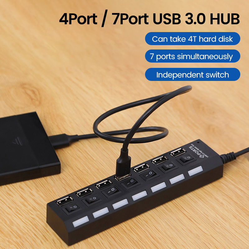 USB 2.0 Hub Multi USB Splitter - Usb Hub 7 Port บทวิจารณ์และราคา