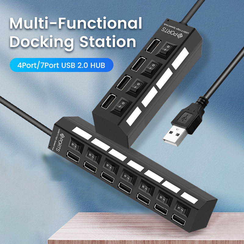 USB 2.0 Hub Multi USB Splitter - Usb Hub 7 Port บทวิจารณ์และราคา