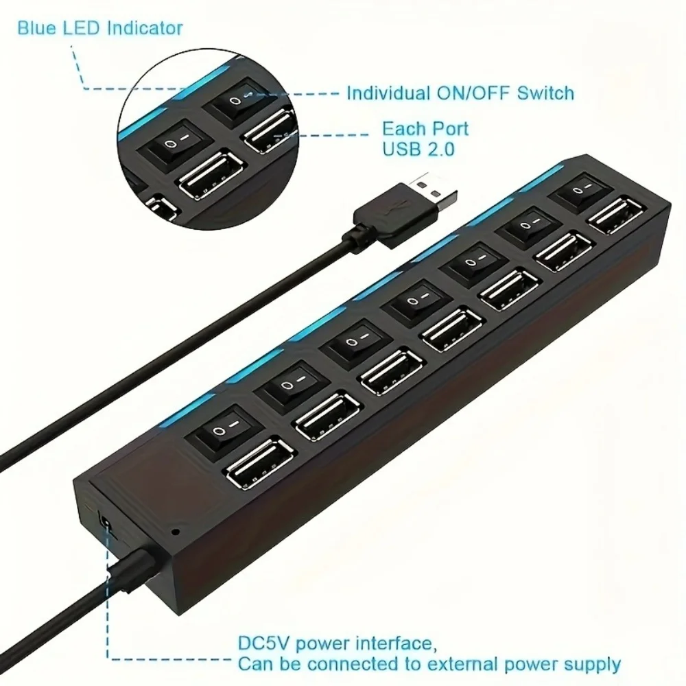 4/7 Port USB 2.0 Hub High Spee - Usb Hub 7 Port บทวิจารณ์และราคา