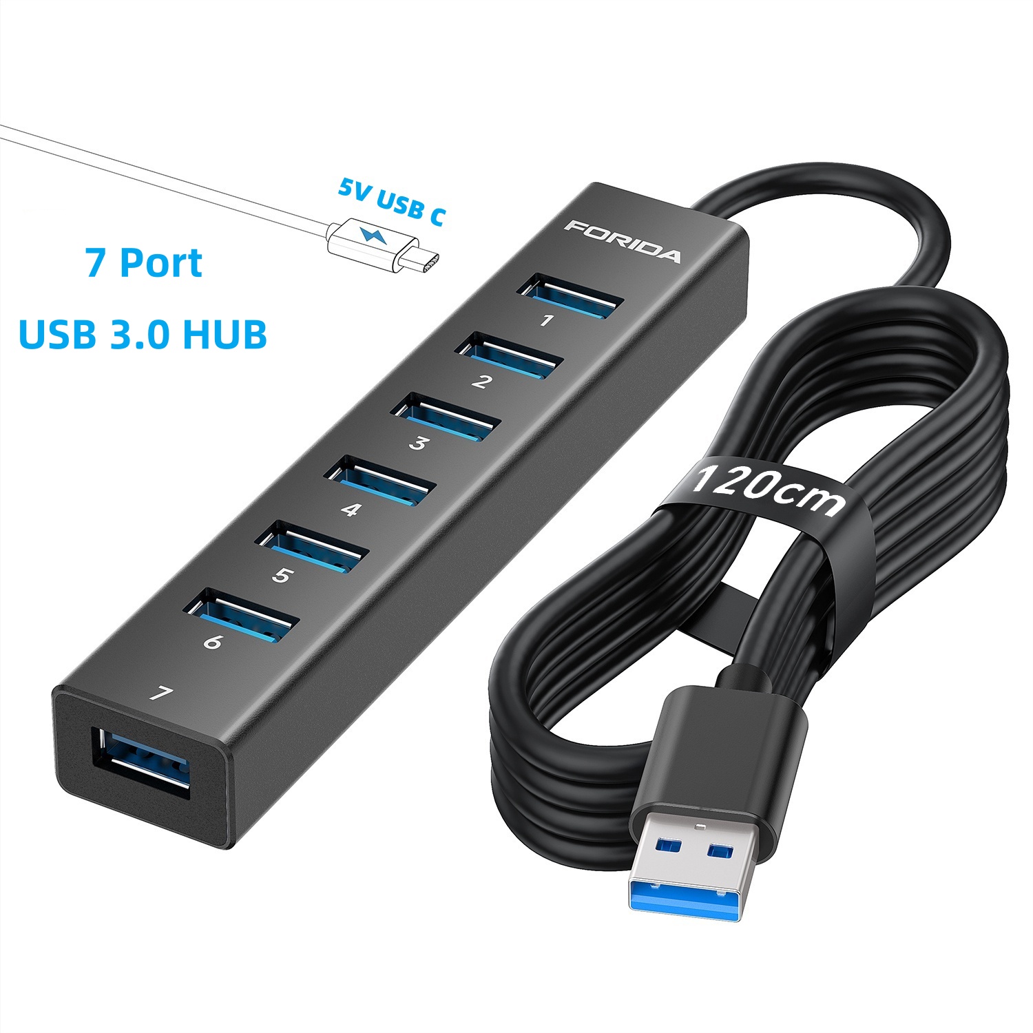 FORIDA 7 Ports 5Gbps HUB USB 3 - Usb Hub 7 Port บทวิจารณ์และราคา