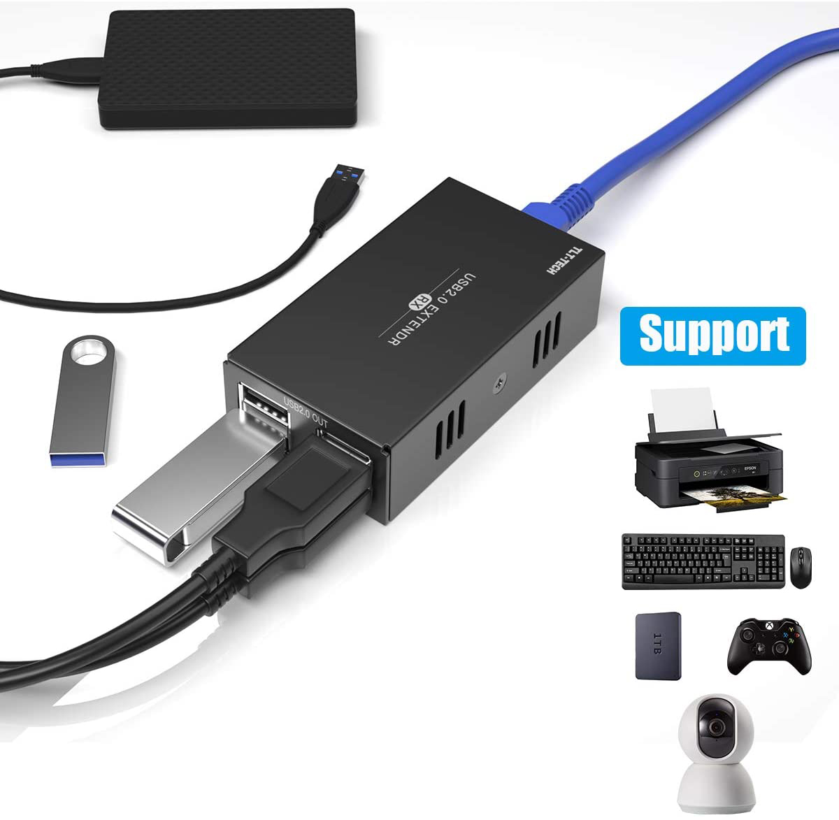 USB 2.0 Extender with 4 Port U - Usb Hub 7 Port บทวิจารณ์และราคา