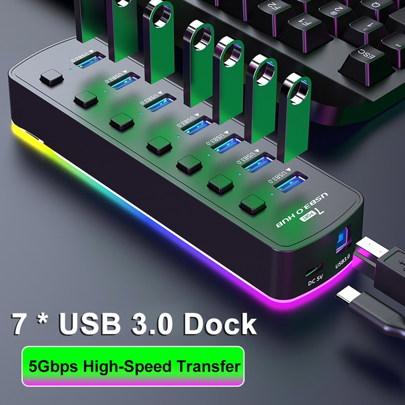 RGB 7-Port USB 3.0 Hub 5Gbps S - Usb Hub 7 Port บทวิจารณ์และราคา