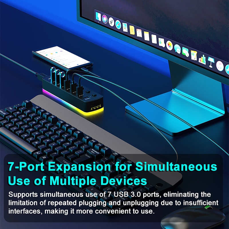 RGB 7-Port USB 3.0 Hub 5Gbps S - Usb Hub 7 Port บทวิจารณ์และราคา