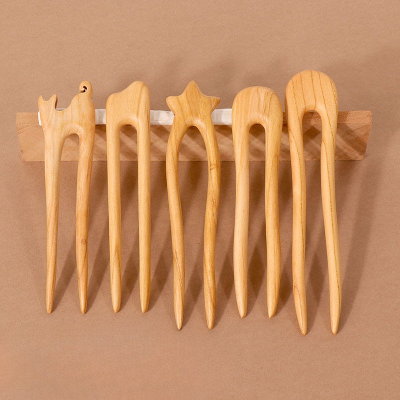 Peach Wood U-shaped Hairpin An - Tech Hair Accessories บทวิจารณ์และราคา