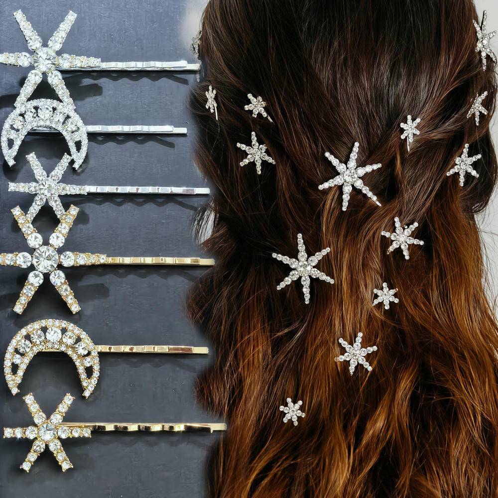 3/4 pcs set Crystal Star Hairp - Tech Hair Accessories บทวิจารณ์และราคา
