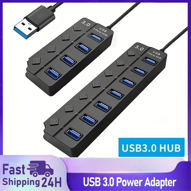4/7-Port USB 3.0 Hub with LED  - Usb Hub 7 Port บทวิจารณ์และราคา
