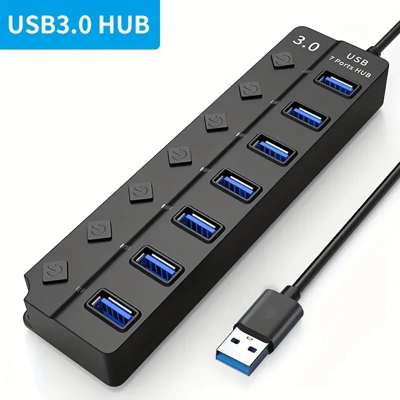 4/7-Port USB 3.0 Hub with LED  - Usb Hub 7 Port บทวิจารณ์และราคา