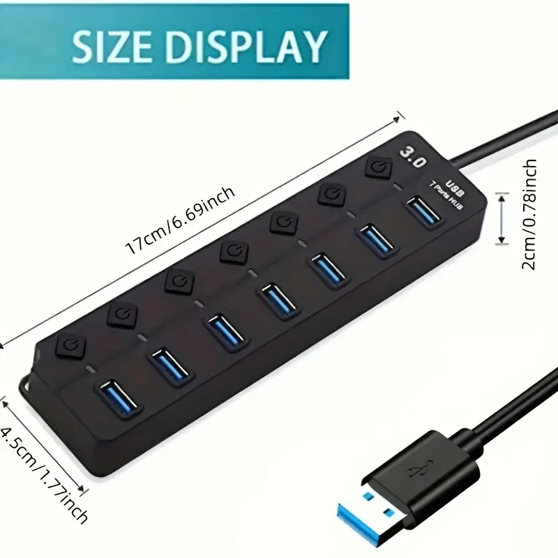 4/7-Port USB 3.0 Hub with LED  - Usb Hub 7 Port บทวิจารณ์และราคา