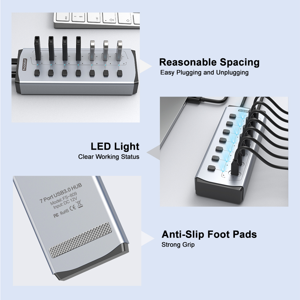 Sipolar USB Hub with BC1.2     - Usb Hub 7 Port บทวิจารณ์และราคา